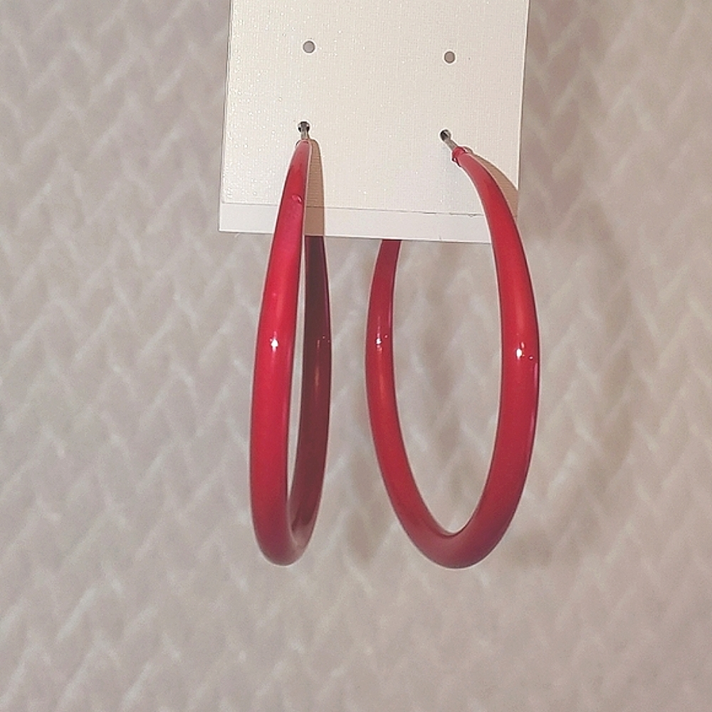 Hot pink hoop earrings - fashion jewelry